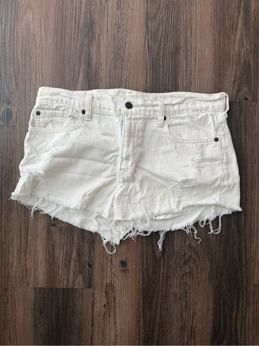 Ralph Lauren Denim and Supply White Distressed Denim Cutoff Shorts